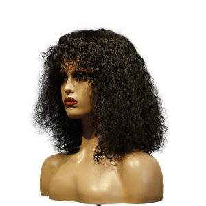 center wig machine made black wig remy hair tc047