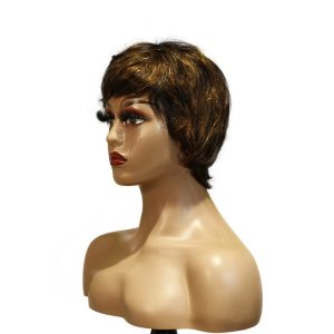 center wig machine made black wig remy hair tc066