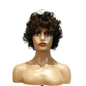 center wig machine made black wig remy hair tc002