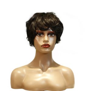 center wig machine made black wig remy hair tc041