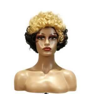 center wig machine made black wig remy hair tc004