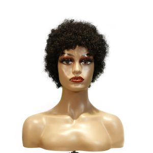 center wig machine made black wig remy hair h023
