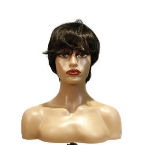 center wig machine made black wig remy hair h081