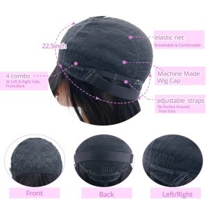 center wig machine made black wig remy hair h001