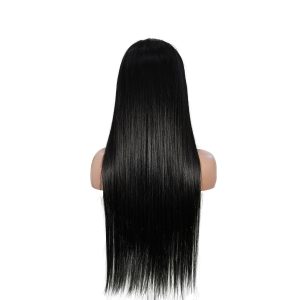 center wig natural black remy hair 6x7 lace closure straight human hair wig