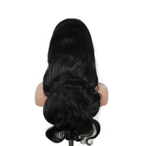 center wig natural black remy hair 6x7 lace closure body wave human hair wig
