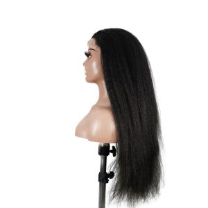 center wig natural black remy hair 6x7 lace closure yaki straight human hair wig