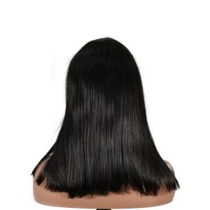 center wig natural black remy hair 2x6 lace closure straight bob human hair wig