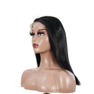 center wig natural black remy hair 5x5 lace closure straight bob human hair wig