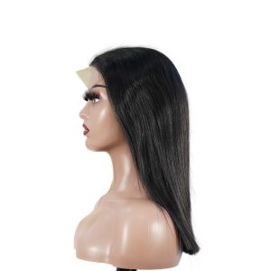 center wig natural black remy hair 5x5 lace closure straight bob human hair wig