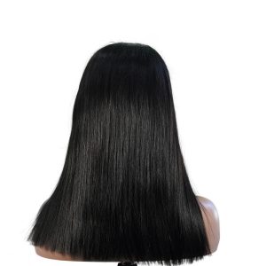 center wig natural black remy hair 5x5 lace closure straight bob human hair wig