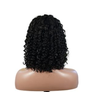 center wig natural black remy hair 5x5 lace closure deep wave 12 inch bob human hair wig