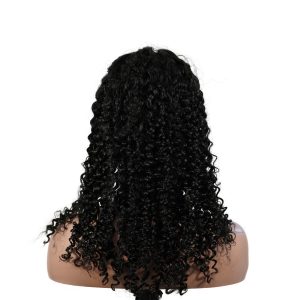 center wig natural black remy hair 5x5 lace closure jerry curly human hair wig