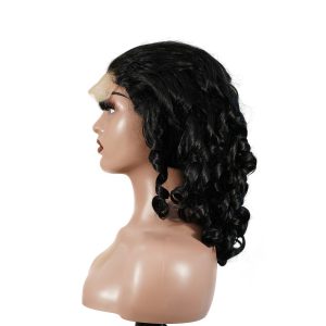 center wig natural black remy hair 5x5 lace closure bouncy curls human hair wig
