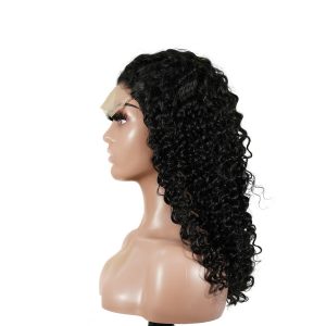 center wig natural black remy hair 5x5 lace closure deep wave 12 inch bob human hair wig