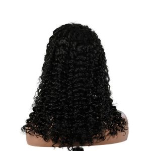 center wig natural black remy hair 5x5 lace closure deep wave 12 inch bob human hair wig