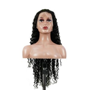 Home center wig 13x4 deep wave lace front wig natural black remy hair