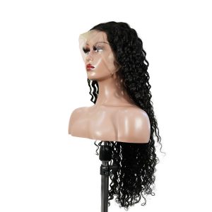 center wig 13x4 deep wave lace front wig natural black remy hair
