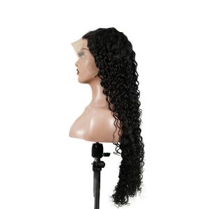 center wig 13x4 deep wave lace front wig natural black remy hair