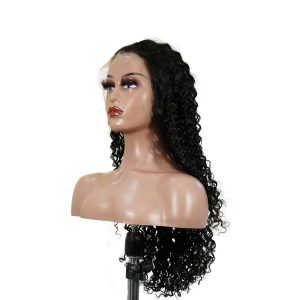 center wig natural black asian raw hair 13x6 hd lace front wig deep wave human hair wig