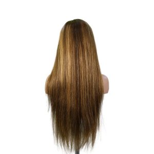 center wig 13x4 straight lace front wig m4&27 highlight remy hair 26 inch